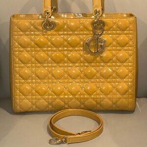 Christian Dior Vintage Patent Leather Lady Dior Bag w/ Long Strap